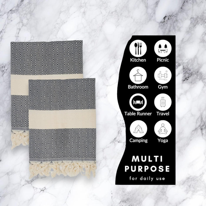 Turkish Hand Towels for Bathroom and Kitchen   Quick Dry Highly Absorbent Eco Friendly Turkish Cotton Kitchen Towels Bathroom Hand Towels Turkish Tea Towels   Decorative Hand Towels Set of 2