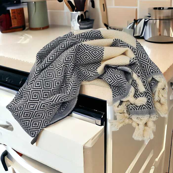 Turkish Hand Towels for Bathroom and Kitchen   Quick Dry Highly Absorbent Eco Friendly Turkish Cotton Kitchen Towels Bathroom Hand Towels Turkish Tea Towels   Decorative Hand Towels Set of 2