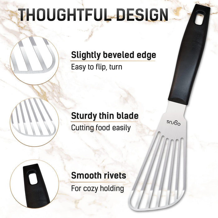 Metal Spatula for Fish Fish Turner   Stainless Steel Spatula Fish with Plastic Handle   Egg Spatula for Flipping and Moving