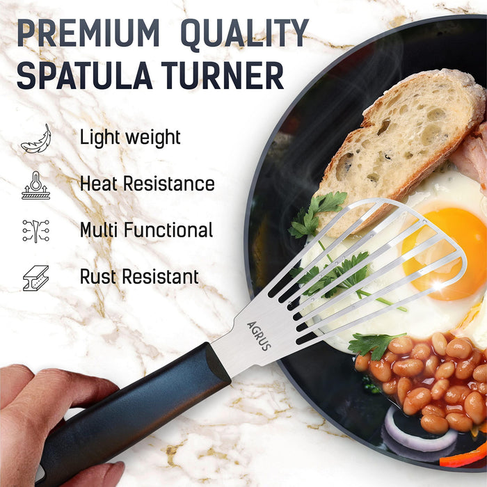 Metal Spatula for Fish Fish Turner   Stainless Steel Spatula Fish with Plastic Handle   Egg Spatula for Flipping and Moving