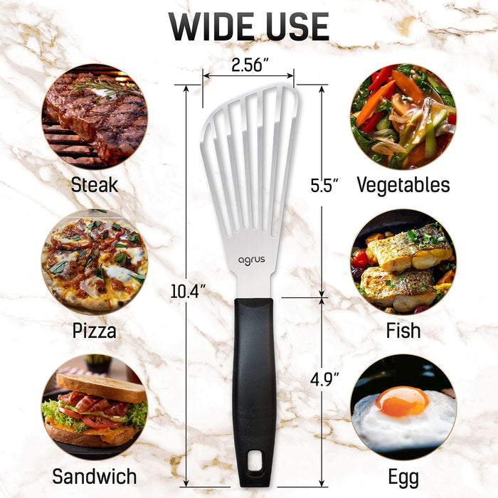 Metal Spatula for Fish Fish Turner   Stainless Steel Spatula Fish with Plastic Handle   Egg Spatula for Flipping and Moving