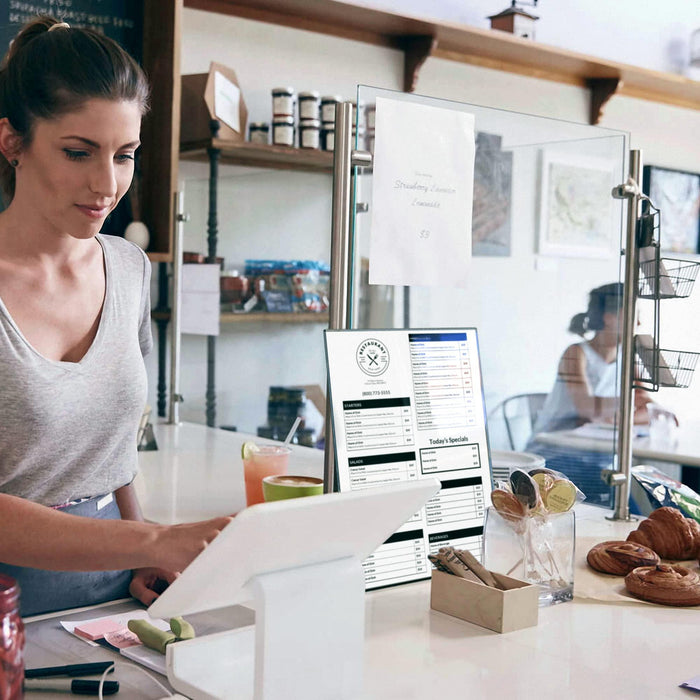 5 Pack Acrylic Sign Holders 8.5x11   Plastic Stands for Display   8 1 2 x 11 Acrylic Sign Holder with Vertical Slanted Back   Clear Plastic Sign Holder Paper Display Table Stand Flyer Document Paper