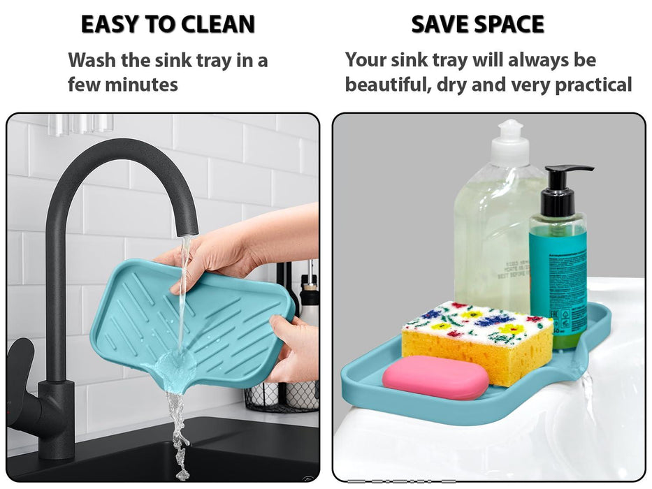 1 Pc Light Green Silicone Sink Tray for Dish Sponge Holder | Silicone Sponge Holder for Kitchen Sink | Soap Tray for Kitchen Sink | Silicone Soap Dish for Kitchen Sink Organization