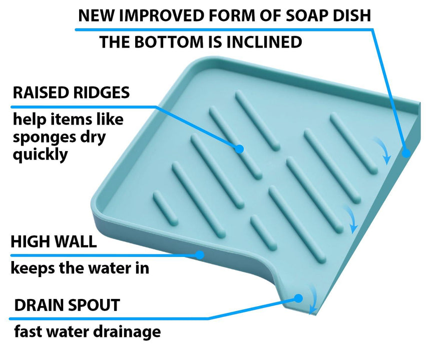 1 Pc Light Green Silicone Sink Tray for Dish Sponge Holder | Silicone Sponge Holder for Kitchen Sink | Soap Tray for Kitchen Sink | Silicone Soap Dish for Kitchen Sink Organization