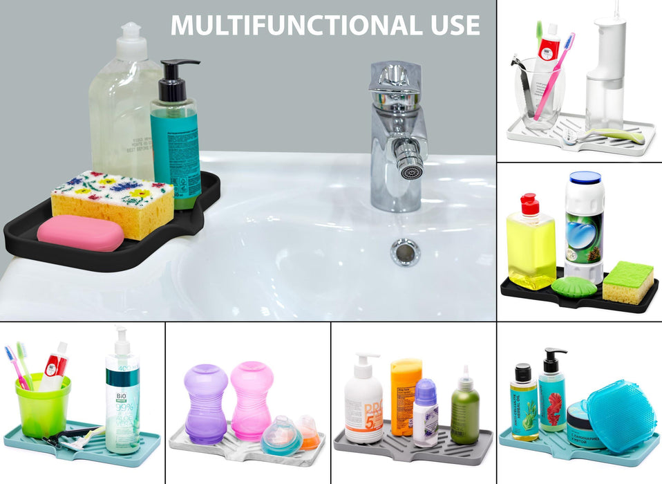 1 Pc Light Green Silicone Sink Tray for Dish Sponge Holder | Silicone Sponge Holder for Kitchen Sink | Soap Tray for Kitchen Sink | Silicone Soap Dish for Kitchen Sink Organization