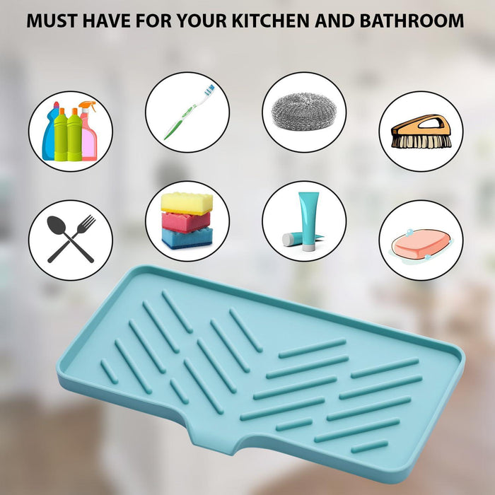 1 Pc Light Green Silicone Sink Tray for Dish Sponge Holder | Silicone Sponge Holder for Kitchen Sink | Soap Tray for Kitchen Sink | Silicone Soap Dish for Kitchen Sink Organization