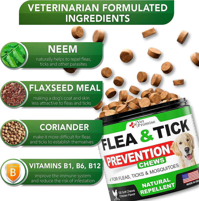 (2 Pack) Flea and Tick Prevention for Dogs Chewables .