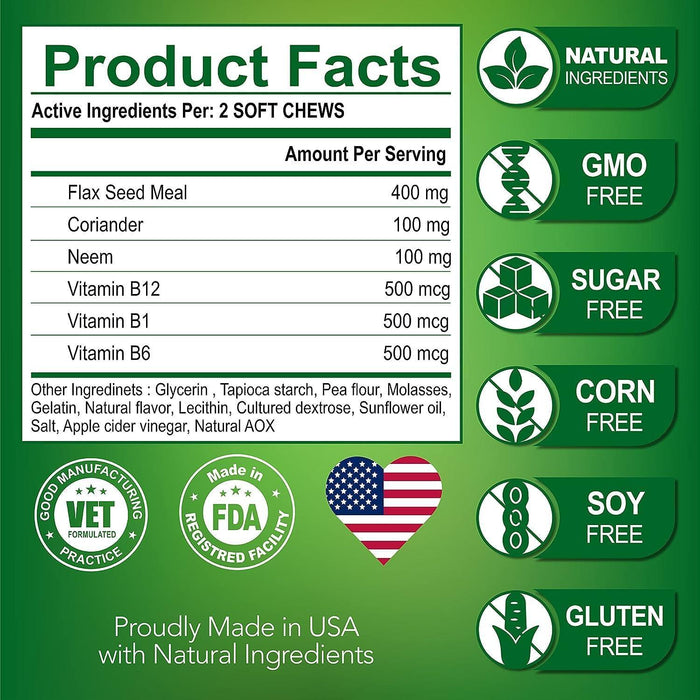 (2 Pack) Flea and Tick Prevention for Dogs Chewables .