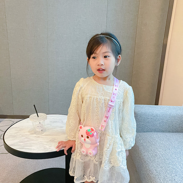 Children's Cartoon Strawberry Bear Shoulder Bag