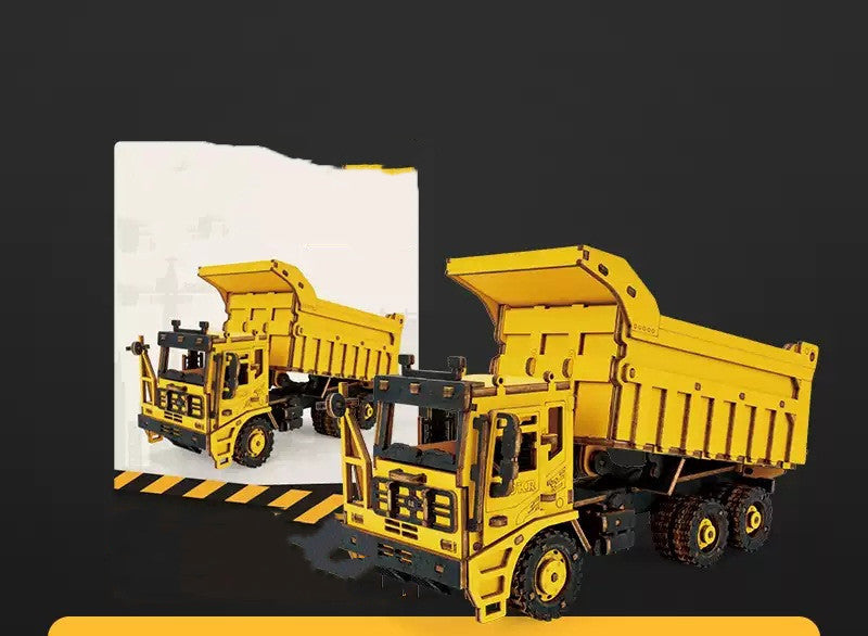 3d Three-dimensional Puzzle Wooden Assembly Power Engineering Vehicle