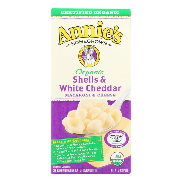 Annie's Homegrown Organic Shells And White Cheddar Macaroni And Cheese -Case Of 12 - 6 Oz.