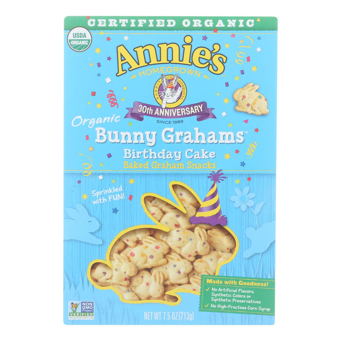 Annie's Organic Birthday Cake Bunny Grahams -Case Of 12 - 7.5 Oz