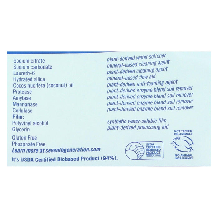 Seventh Generation Laundry Detergent - Packs - Case Of 8 - 45 Count.