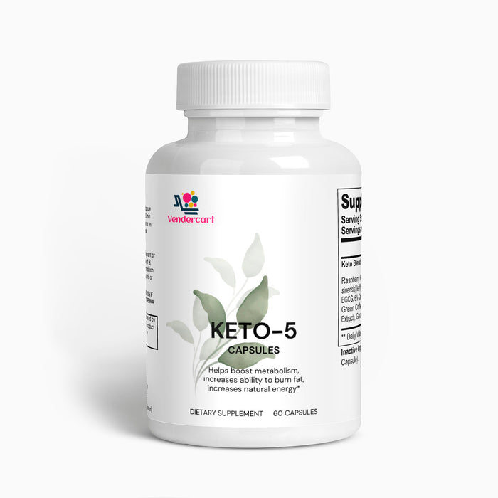 KETO‑5 Dietary Supplement – 60 Capsules for Ketosis, Fat Burn & Energy