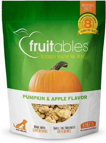 Fruitables Healthy Dog Treats - Pumpkin & Apple Flavor - Pack Of 8 - 7 Oz