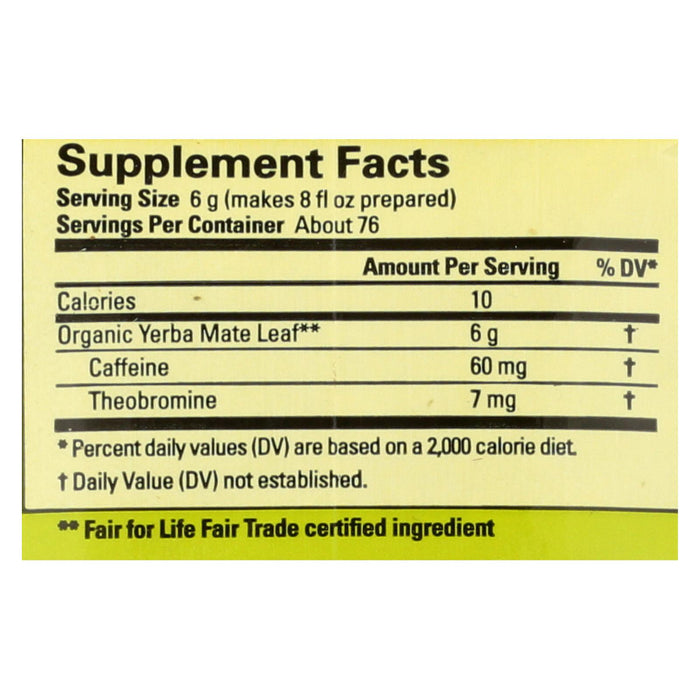 Ecoteas Organic Yerba Mate Unsmoked Green Energy Loose Tea - Case Of 6 - 1 Lb