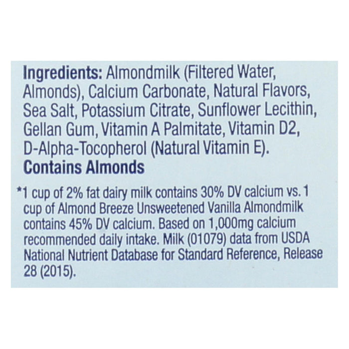 Almond Breeze - Almond Milk - Unsweetened Vanilla - Case Of 8 - 64 Fl Oz.