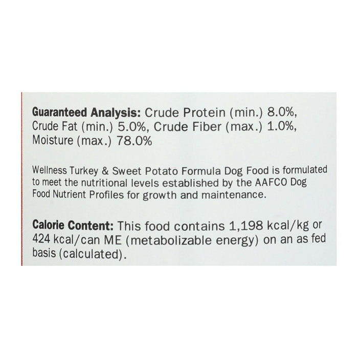 Wellness Pet Products Dog Food - Turkey And Sweet Potato Recipe - Case Of 12 - 12.5 Oz