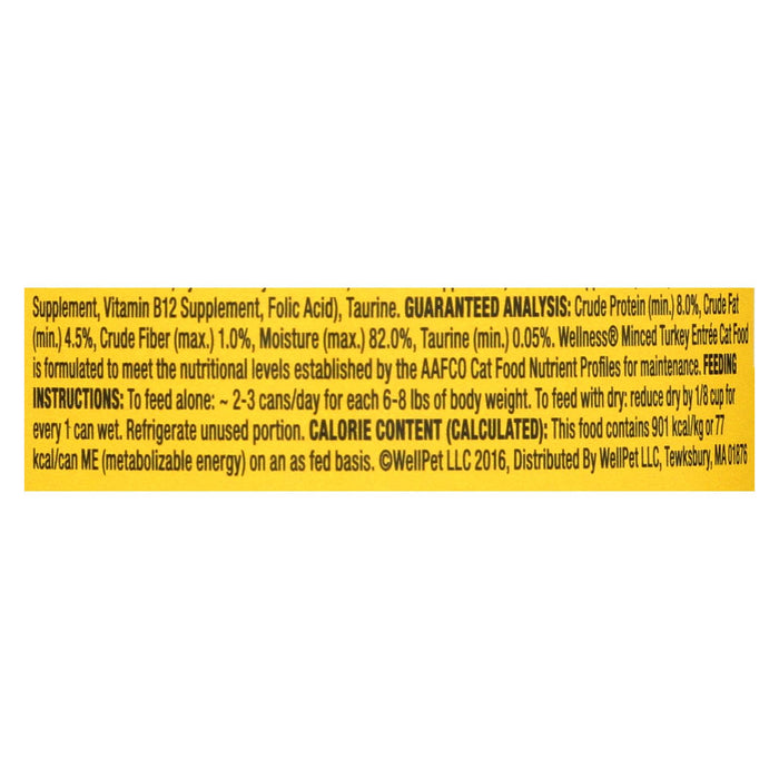 Wellness Pet Products Cat Food - Turkey Entr?e - Case Of 24 - 3 Oz