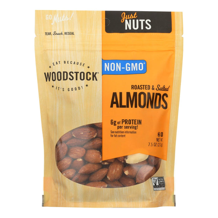 Woodstock Non-gmo Almonds, Roasted And Salted - Case Of 8 - 7.5 Oz