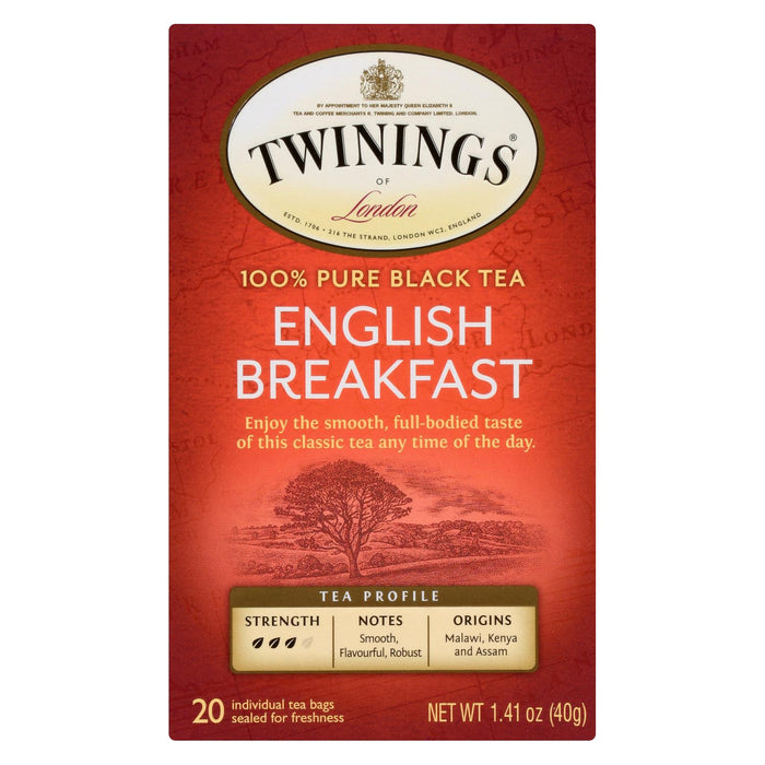 Twinings Tea English Breakfast Tea - Black Tea - Case Of 6 - 20 Bags.