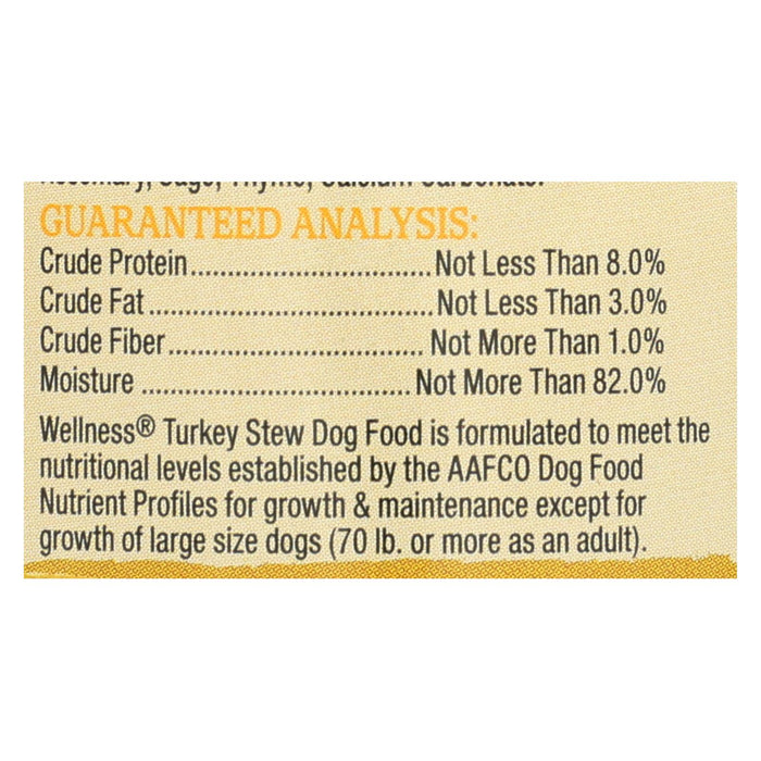 Wellness Pet Products Dog Food - Turkey With Barley And Carrots - Case Of 12 - 12.5 Oz