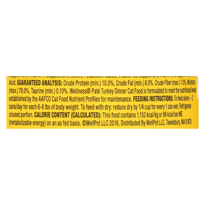 Wellness Pet Products Cat Food - Turkey Recipe - Case Of 24 - 3 Oz