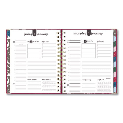 Harmony Daily Hardcover Planner, 8.75 X 7, Berry Cover, 12-month (jan To Dec): 2024