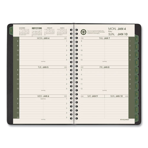 Recycled Weekly Block Format Appointment Book,8.5 X 5.5, Black Cover, 12-month (jan To Dec): 2025