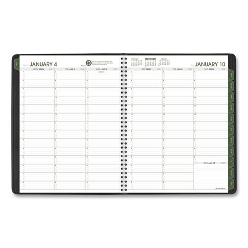Recycled Weekly Vertical-column Format Appointment Book,11 X 8.25, Black Cover, 12-month (jan To Dec): 2025