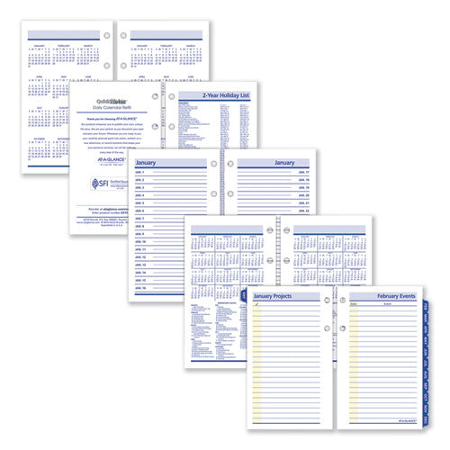 Quicknotes Desk Calendar Refill, 3.5 X 6, White/yellow/blue Sheets, 12-month (jan To Dec): 2025.