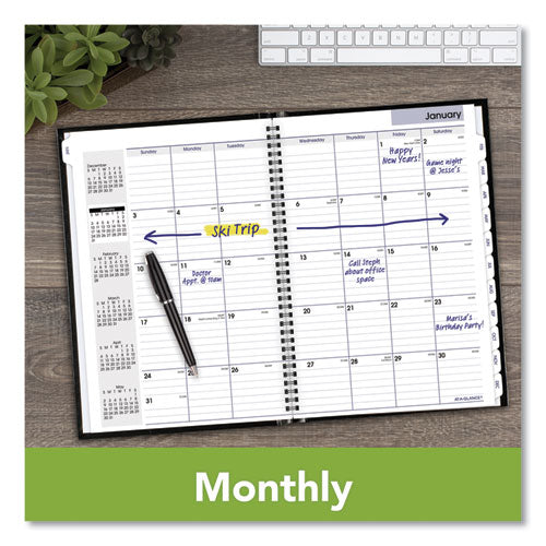 Dayminder Hard-cover Monthly Planner, Ruled Blocks, 11.75 X 8, Black Cover, 14-month (dec To Jan): 2023 To 2025
