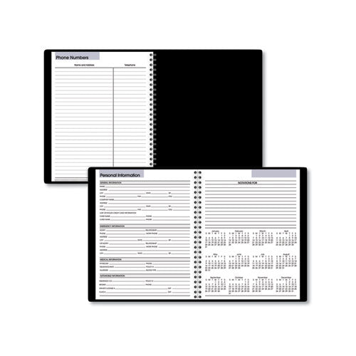 Dayminder Open-schedule Weekly Appointment Book, 8.75 X 7, Black Cover, 12-month (jan To Dec): 2025.