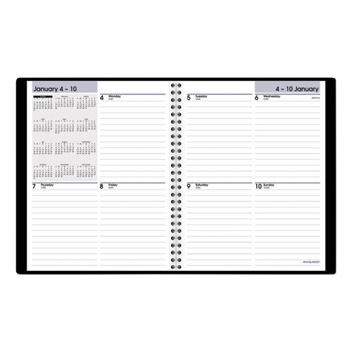 Dayminder Open-schedule Weekly Appointment Book, 8.75 X 7, Black Cover, 12-month (jan To Dec): 2025.