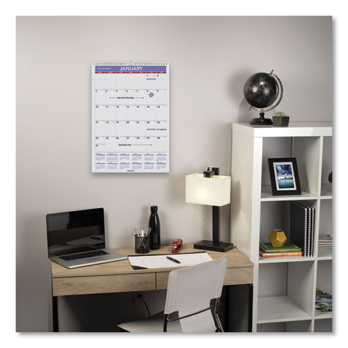 Monthly Wall Calendar With Ruled Daily Blocks, 12 X 17, White Sheets, 12-month (jan To Dec): 2025.