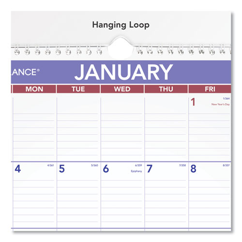 Monthly Wall Calendar With Ruled Daily Blocks, 12 X 17, White Sheets, 12-month (jan To Dec): 2025.