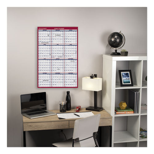 Erasable Vertical/horizontal Wall Planner,24 X 36, White/blue/red Sheets, 12-month (jan To Dec): 2025