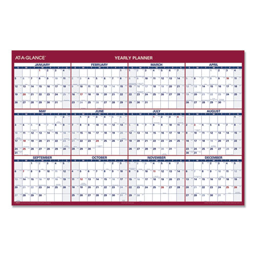 Erasable Vertical/horizontal Wall Planner, 32 X 48, White/blue/red Sheets, 12-month (jan To Dec): 2025.