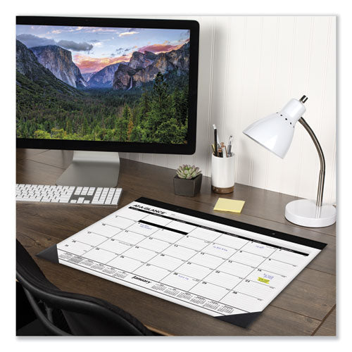 Monthly Refillable Desk Pad, 22 X 17, White Sheets,Black Binding, Black Corners, 12-month (jan To Dec): 2025