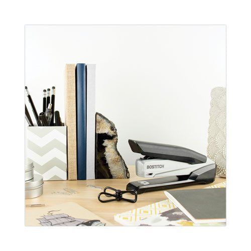 Inpower One-finger Eco-friendly Desktop Stapler, 25-sheet Capacity, Black/gray.