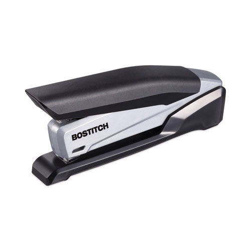 Inpower One-finger Eco-friendly Desktop Stapler, 25-sheet Capacity, Black/gray.