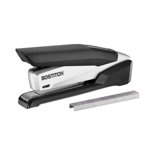 Inpower+28 Executive One-finger 3-in-1 Eco-friendly Desktop Stapler, 28-sheet Capacity, Black/silver.