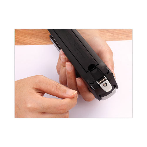 Inpower+28 Executive One-finger 3-in-1 Eco-friendly Desktop Stapler, 28-sheet Capacity, Black/silver.