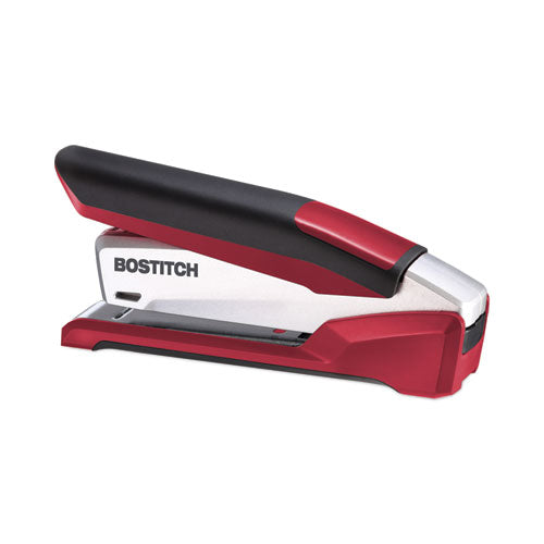 Inpower One-finger 3-in-1 Desktop Stapler With Antimicrobial Protection, 28-sheet Capacity, Red/silver.