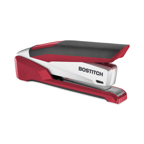 Inpower One-finger 3-in-1 Desktop Stapler With Antimicrobial Protection, 28-sheet Capacity, Red/silver.