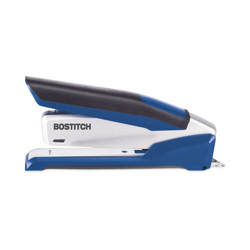 Inpower Spring-powered Desktop Stapler With Antimicrobial Protection, 28-sheet Capacity, Blue/silver