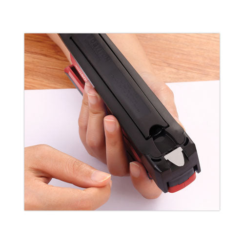 Inpower One-finger 3-in-1 Desktop Stapler With Antimicrobial Protection, 20-sheet Capacity, Red/black.
