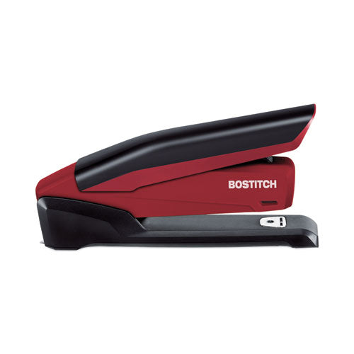 Inpower One-finger 3-in-1 Desktop Stapler With Antimicrobial Protection, 20-sheet Capacity, Red/black.