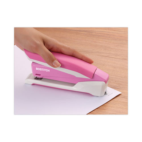 Incourage Spring-powered Desktop Stapler With Antimicrobial Protection, 20-sheet Capacity, Pink/gray.