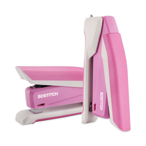 Incourage Spring-powered Desktop Stapler With Antimicrobial Protection, 20-sheet Capacity, Pink/gray.